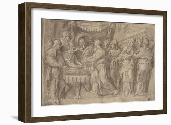 Romains déposant des bijoux selon le voeu de Camille après la prise de Véies-Taddeo Zuccaro-Framed Giclee Print