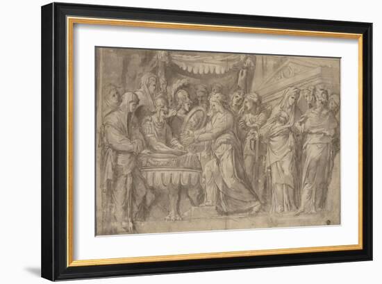 Romains déposant des bijoux selon le voeu de Camille après la prise de Véies-Taddeo Zuccaro-Framed Giclee Print