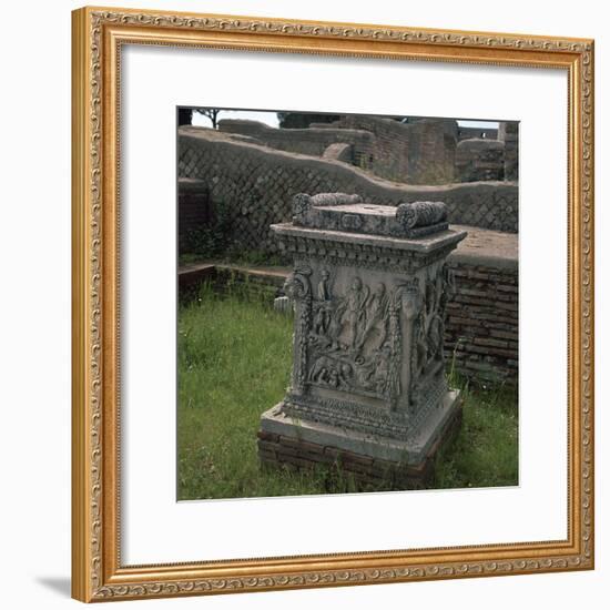 Roman altar showing Romulus and Remus, 3rd century. Artist: Unknown-Unknown-Framed Giclee Print