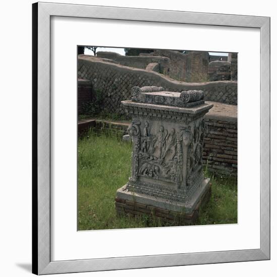 Roman altar showing Romulus and Remus, 3rd century. Artist: Unknown-Unknown-Framed Giclee Print