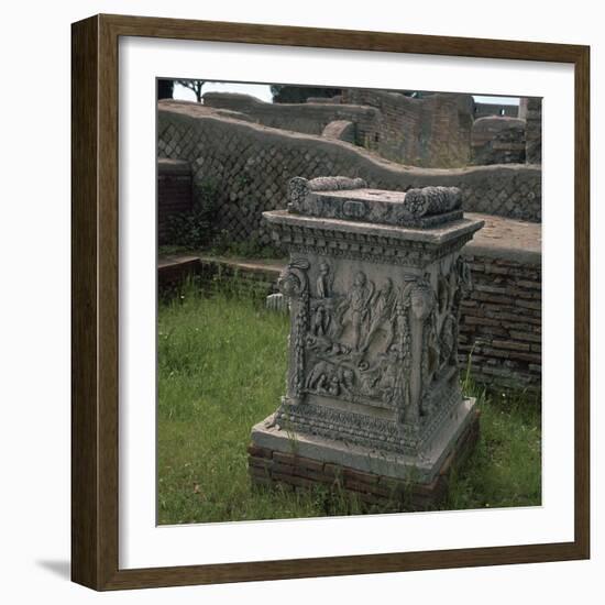 Roman altar showing Romulus and Remus, 3rd century. Artist: Unknown-Unknown-Framed Giclee Print