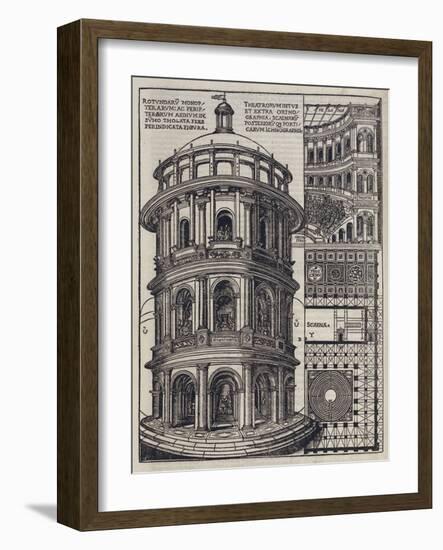 Roman Amphi-Theatre from 'De Architectura'. Reprinted and Translated by Como-null-Framed Giclee Print