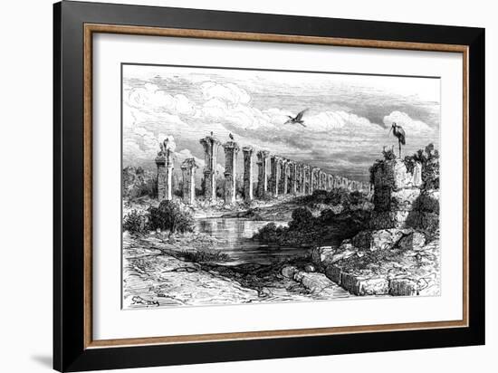 Roman Aqueduct, Merida, Spain, 19th Century-Gustave Doré-Framed Giclee Print