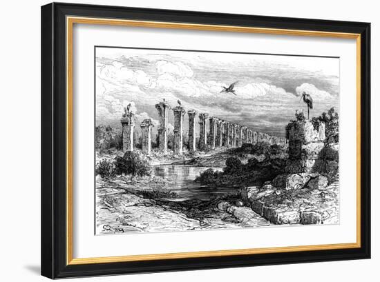 Roman Aqueduct, Merida, Spain, 19th Century-Gustave Doré-Framed Giclee Print