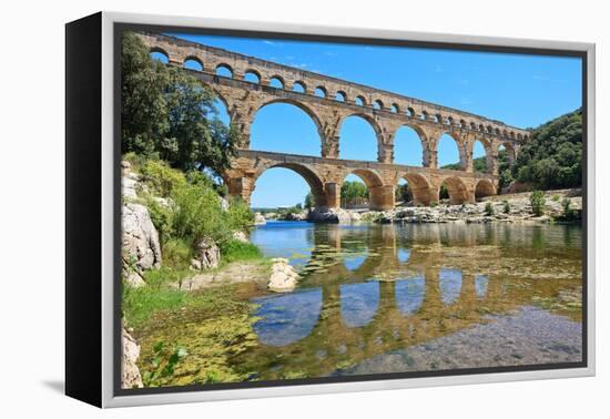 Roman Aqueduct Pont Du Gard, Languedoc, France. Unesco Site.-stevanzz-Framed Premier Image Canvas