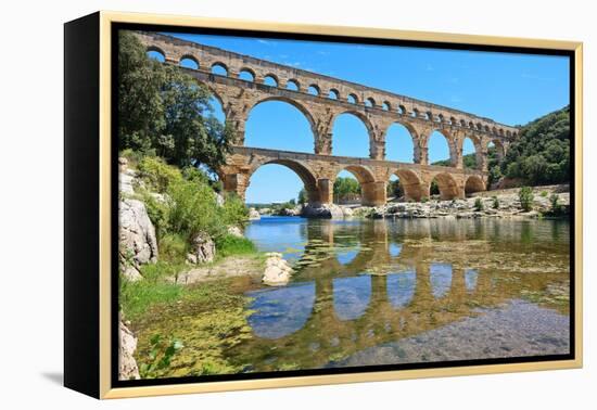 Roman Aqueduct Pont Du Gard, Languedoc, France. Unesco Site.-stevanzz-Framed Premier Image Canvas