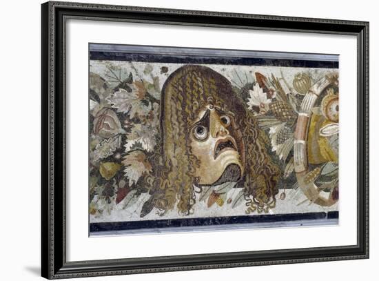 Roman Art : Tragic Mask, Leaves and Fruits-null-Framed Photographic Print