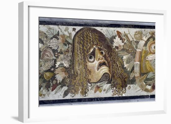 Roman Art : Tragic Mask, Leaves and Fruits-null-Framed Photographic Print