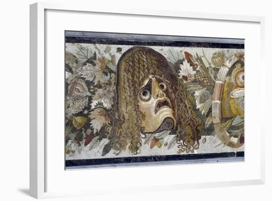 Roman Art : Tragic Mask, Leaves and Fruits-null-Framed Photographic Print