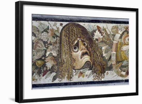 Roman Art : Tragic Mask, Leaves and Fruits-null-Framed Photographic Print