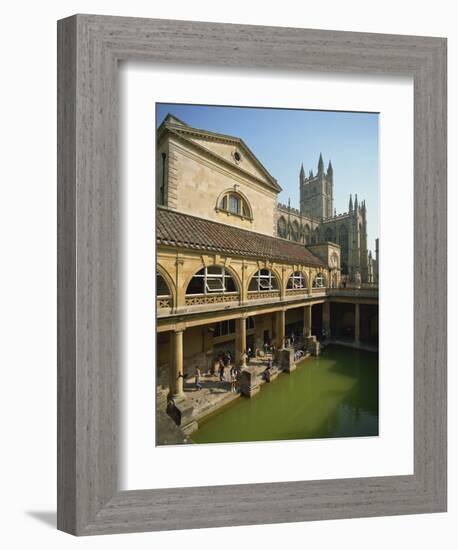 Roman Baths with the Abbey Behind, Bath, UNESCO World Heritage Site, Avon, England, UK-Harding Robert-Framed Photographic Print