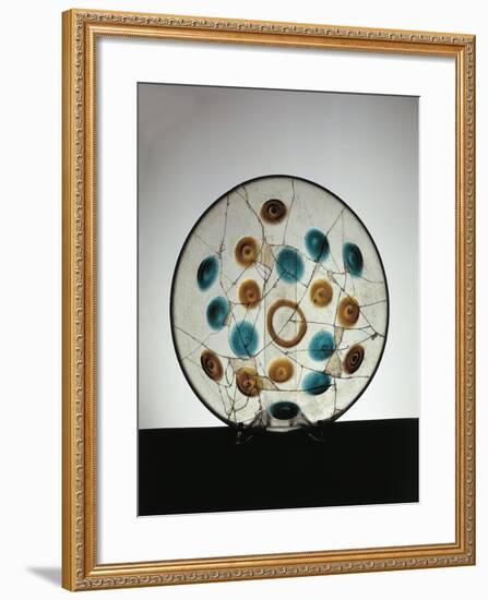 Roman Blown Glass Bowl with Green and Golden Dots, from Cologne, Germany, 3rd Century-null-Framed Giclee Print