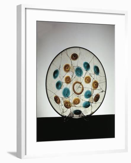 Roman Blown Glass Bowl with Green and Golden Dots, from Cologne, Germany, 3rd Century-null-Framed Giclee Print