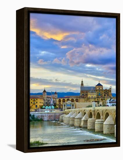 Roman Bridge Over Guadalquivir River and Mezquita, Cordoba, Cordoba Province, Andalucia, Spain-Alan Copson-Framed Premier Image Canvas