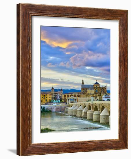 Roman Bridge Over Guadalquivir River and Mezquita, Cordoba, Cordoba Province, Andalucia, Spain-Alan Copson-Framed Photographic Print