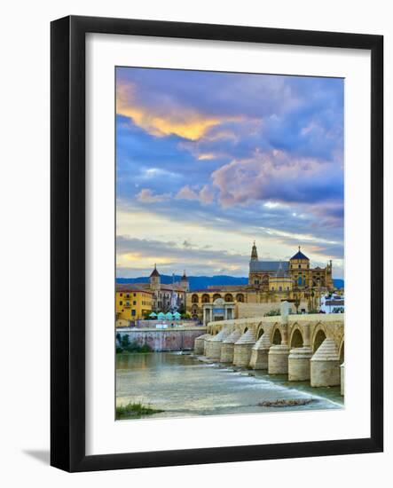 Roman Bridge Over Guadalquivir River and Mezquita, Cordoba, Cordoba Province, Andalucia, Spain-Alan Copson-Framed Photographic Print