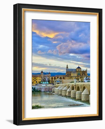 Roman Bridge Over Guadalquivir River and Mezquita, Cordoba, Cordoba Province, Andalucia, Spain-Alan Copson-Framed Photographic Print