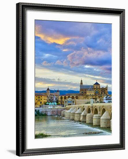 Roman Bridge Over Guadalquivir River and Mezquita, Cordoba, Cordoba Province, Andalucia, Spain-Alan Copson-Framed Photographic Print