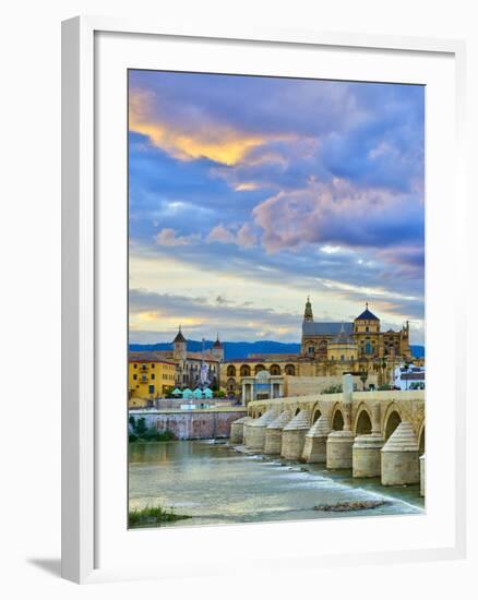 Roman Bridge Over Guadalquivir River and Mezquita, Cordoba, Cordoba Province, Andalucia, Spain-Alan Copson-Framed Photographic Print