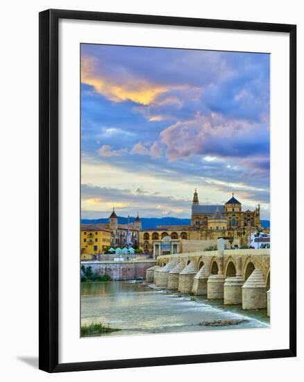 Roman Bridge Over Guadalquivir River and Mezquita, Cordoba, Cordoba Province, Andalucia, Spain-Alan Copson-Framed Photographic Print