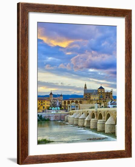 Roman Bridge Over Guadalquivir River and Mezquita, Cordoba, Cordoba Province, Andalucia, Spain-Alan Copson-Framed Photographic Print