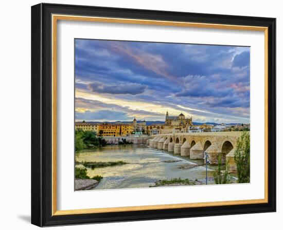 Roman Bridge Over Guadalquivir River and Mezquita, Cordoba, Cordoba Province, Andalucia, Spain-Alan Copson-Framed Photographic Print