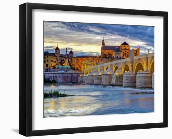 Roman Bridge Over Guadalquivir River and Mezquita, Cordoba, Cordoba Province, Andalucia, Spain-Alan Copson-Framed Photographic Print