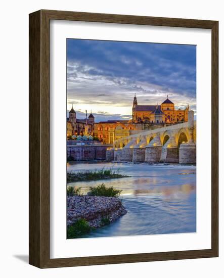 Roman Bridge Over Guadalquivir River and Mezquita, Cordoba, Cordoba Province, Andalucia, Spain-Alan Copson-Framed Photographic Print