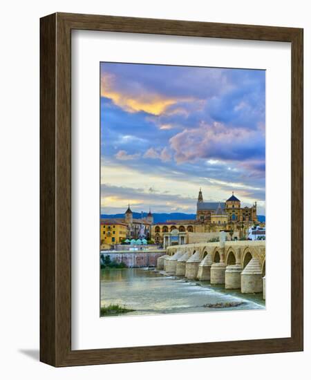 Roman Bridge Over Guadalquivir River and Mezquita, Cordoba, Cordoba Province, Andalucia, Spain-Alan Copson-Framed Photographic Print