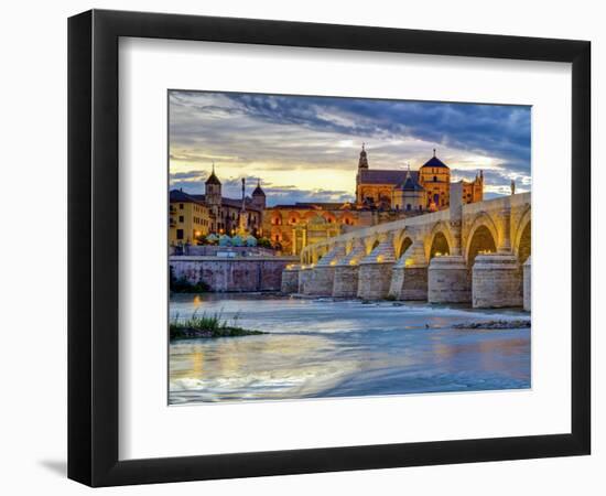 Roman Bridge Over Guadalquivir River and Mezquita, Cordoba, Cordoba Province, Andalucia, Spain-Alan Copson-Framed Photographic Print