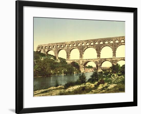 Roman Bridge over the Gard, Constructed by Agrippa, Nîmes, France, C.1890-C.1900-null-Framed Giclee Print