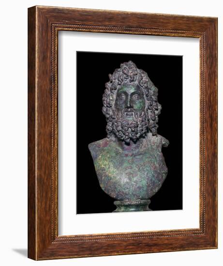 Roman bronze bust of the god Serapis, 4th century Artist: Unknown-Unknown-Framed Giclee Print