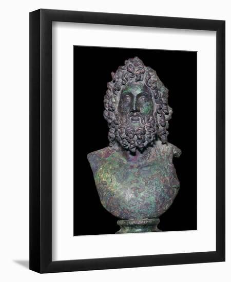 Roman bronze bust of the god Serapis, 4th century Artist: Unknown-Unknown-Framed Giclee Print