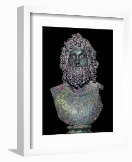 Roman bronze bust of the god Serapis, 4th century Artist: Unknown-Unknown-Framed Giclee Print