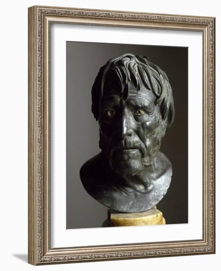 Roman Bronze Sculpture Bust of Seneca-null-Framed Photographic Print