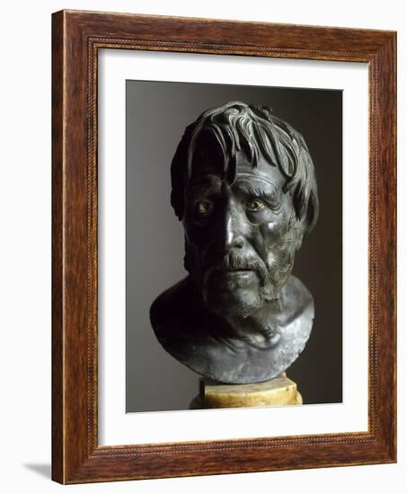 Roman Bronze Sculpture Bust of Seneca-null-Framed Photographic Print