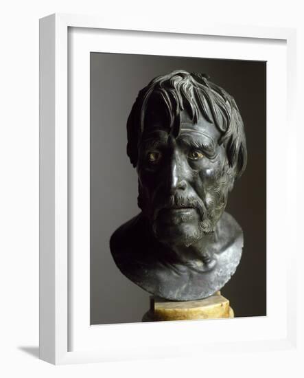 Roman Bronze Sculpture Bust of Seneca-null-Framed Photographic Print