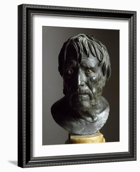 Roman Bronze Sculpture Bust of Seneca-null-Framed Photographic Print