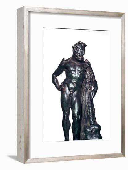 Roman bronze statuette of Hercules with his lion skin and club, 1st-2nd century BC-Unknown-Framed Giclee Print