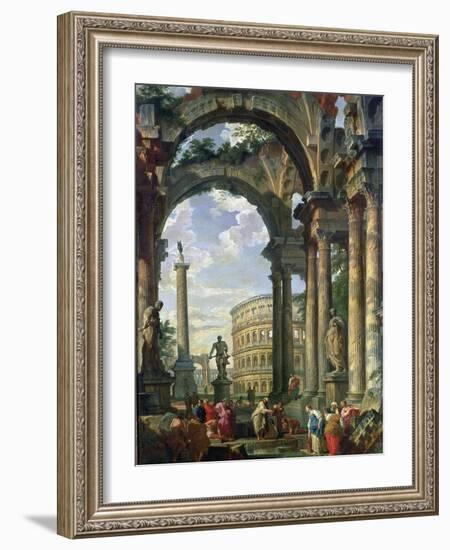 Roman Capriccio, 18th Century-Giovanni Paolo Pannini-Framed Giclee Print