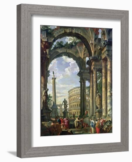 Roman Capriccio, 18th Century-Giovanni Paolo Pannini-Framed Giclee Print