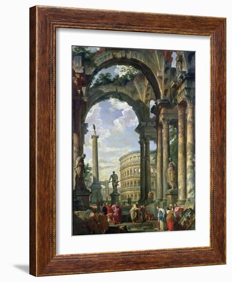 Roman Capriccio, 18th Century-Giovanni Paolo Pannini-Framed Giclee Print