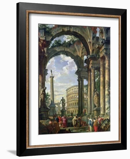 Roman Capriccio, 18th Century-Giovanni Paolo Pannini-Framed Giclee Print