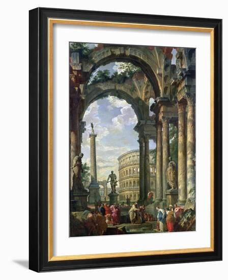 Roman Capriccio, 18th Century-Giovanni Paolo Pannini-Framed Giclee Print