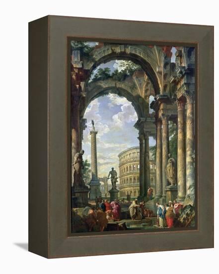 Roman Capriccio, 18th Century-Giovanni Paolo Pannini-Framed Premier Image Canvas