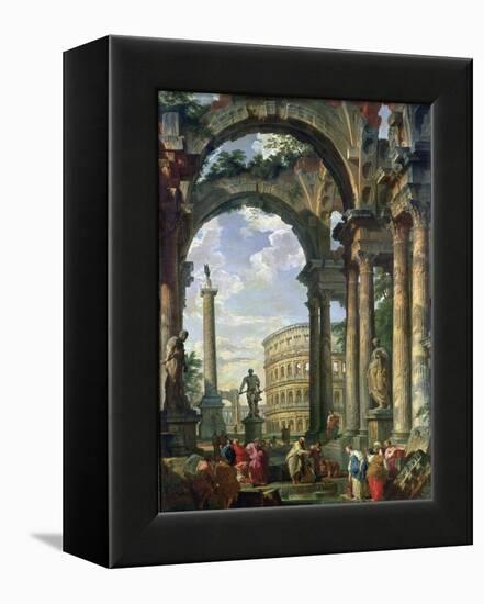 Roman Capriccio, 18th Century-Giovanni Paolo Pannini-Framed Premier Image Canvas