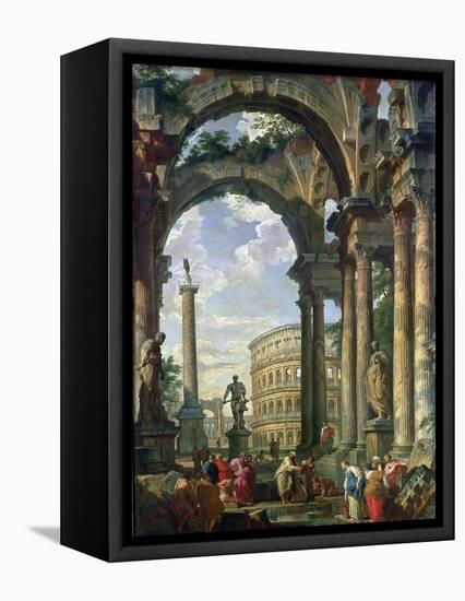 Roman Capriccio, 18th Century-Giovanni Paolo Pannini-Framed Premier Image Canvas