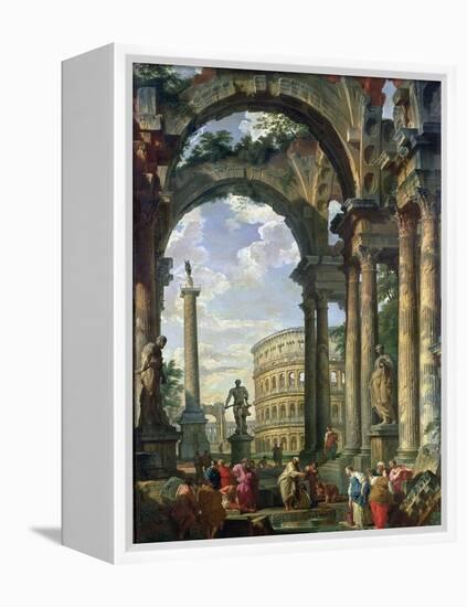 Roman Capriccio, 18th Century-Giovanni Paolo Pannini-Framed Premier Image Canvas