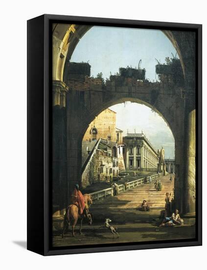 Roman Capriccio with Capitol, 1743-1745-Bernardo Bellotto-Framed Premier Image Canvas