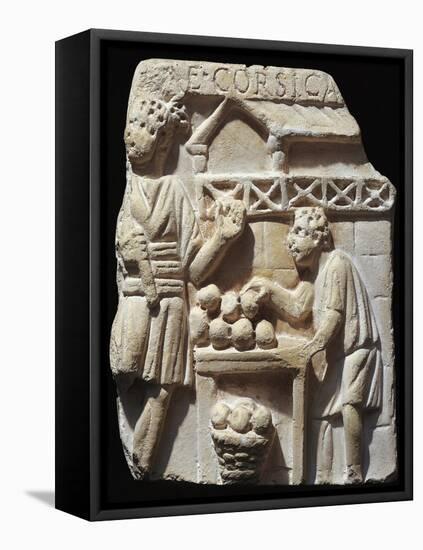 Roman Civilization, Bas-Relief Depicting Fruit Seller-null-Framed Premier Image Canvas